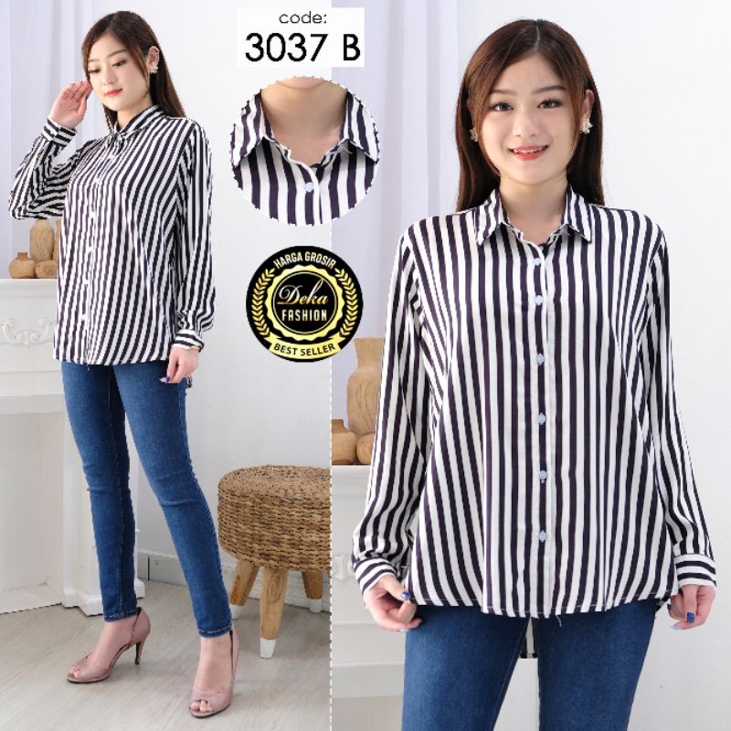 KEMEJA WANITA SALUR KATUN RAYON. 3037-Hitam B