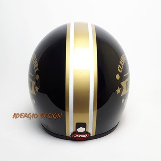 HELM BOGO Motif 100 Retro Hitam  Glossy List Emas Full Cat  