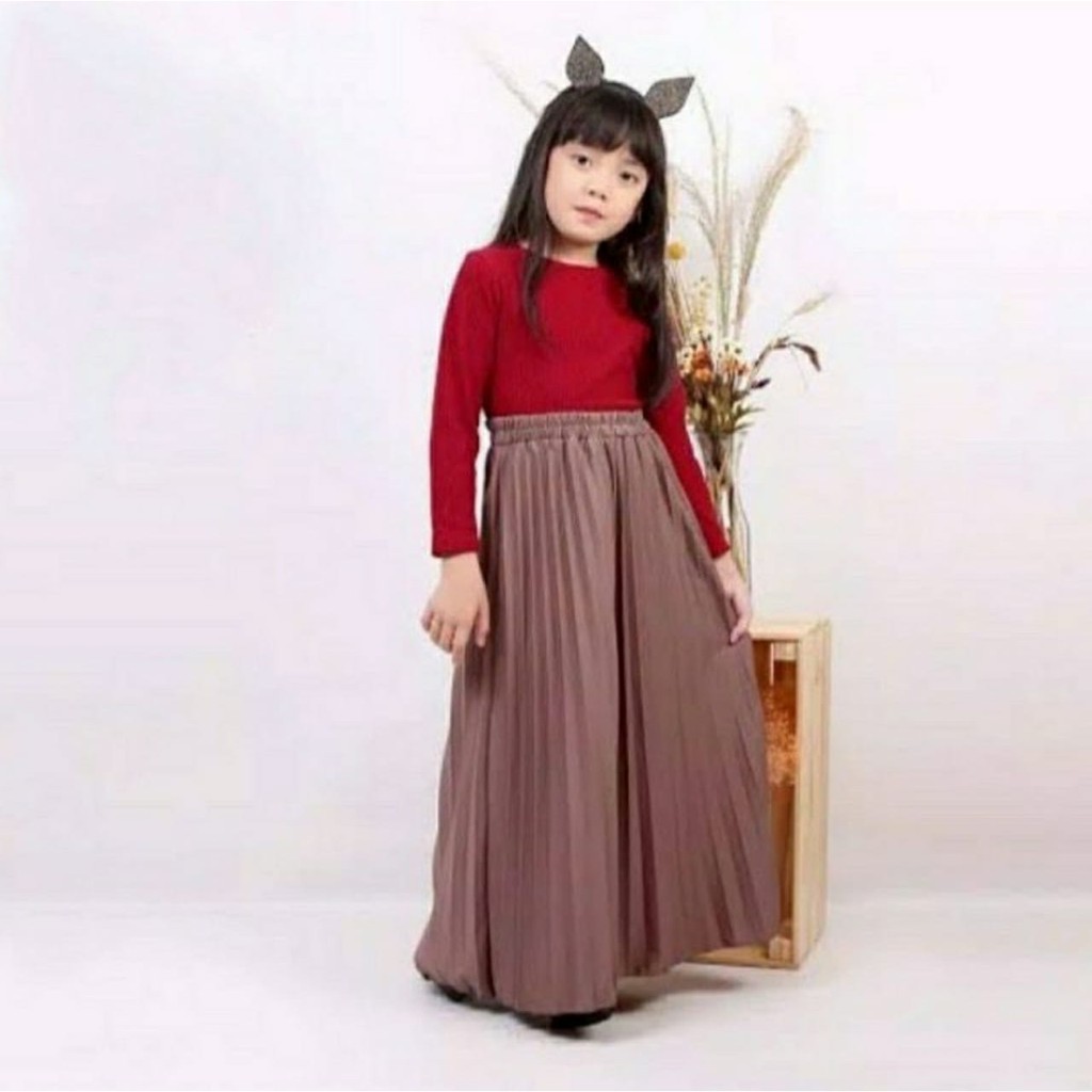 ROK PLISKET ANAK POMPOM HYGET | PLEATED LONG PLISKET FLARE SKIRT