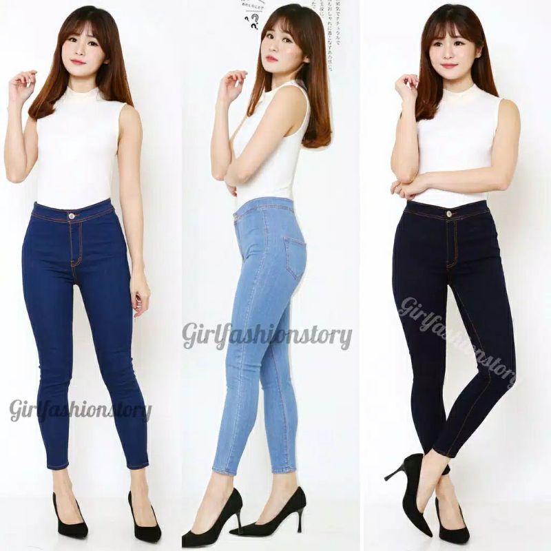 celana jeans wanita//celana wanita// HW polos premium