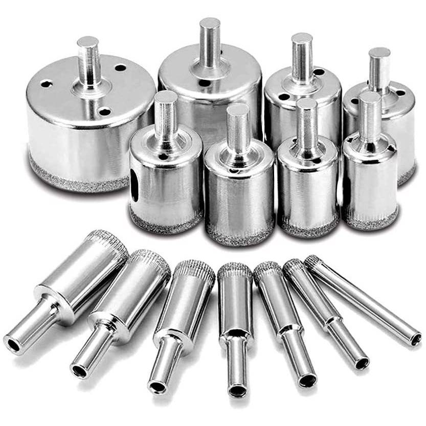 （Pengiriman segera）10PCS/Set Mata Bor Kaca Holesaw Hole Saw Keramik Granit Marmer Batu Porselen Diamond Hss Pelubang Keramik