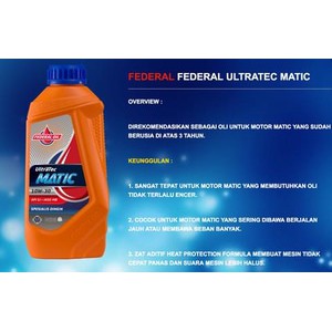 Federal Oli Matic UltraTec 10w30 Y40 20w40 API SJ Orange Motor Matik 800ml