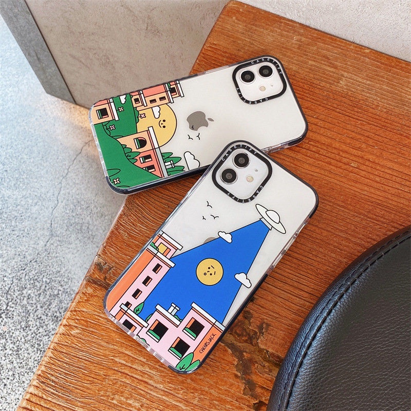 Soft Case Motif Kartun Matahari Untuk iPhone 11 / 12 / 13 Pro Max 7 / 8 Plus / X / XR / Xs Max