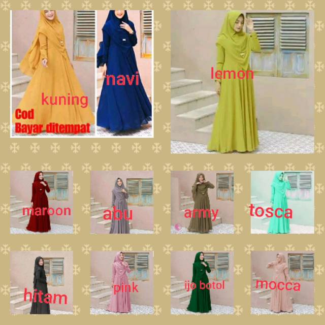 Gamis murah dress murah busana muslim wanita terbaru Mayra dress bahan moscrepe 1kg bs muat 2