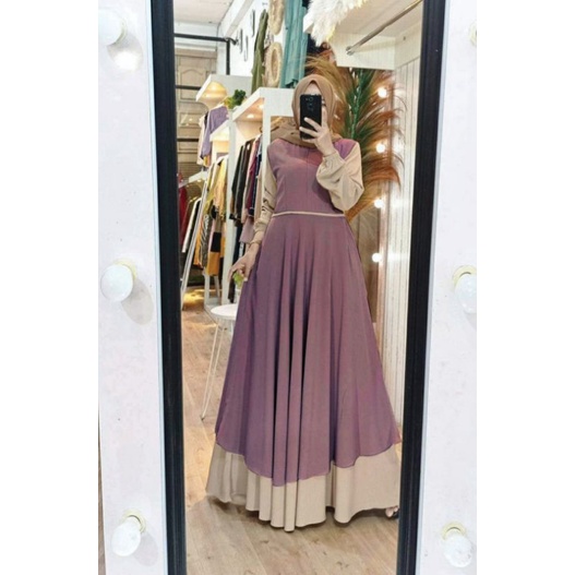 Raissa gamis terbaru | dress wanita terbaru 2021 kekinian remaja mewah | dress premium kombinasi 2 warna polos simpe elegan l cerutty babydoll mix diamond | baju gamis malaysia trand | fashion wanita terbaru | baju kondangan-4