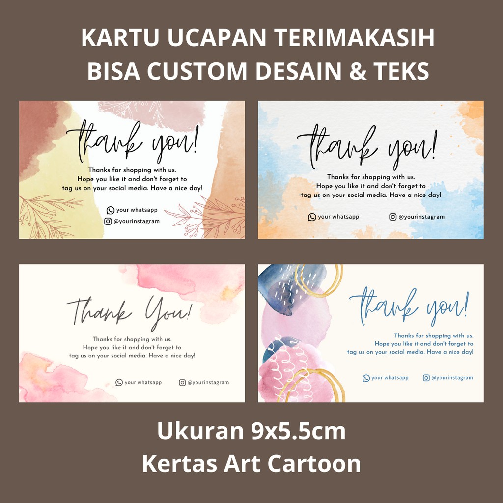 100 Pcs Thank You Card Thanks Card Olshop Kartu Ucapan Terimakasih Bisa Custom Shopee Indonesia