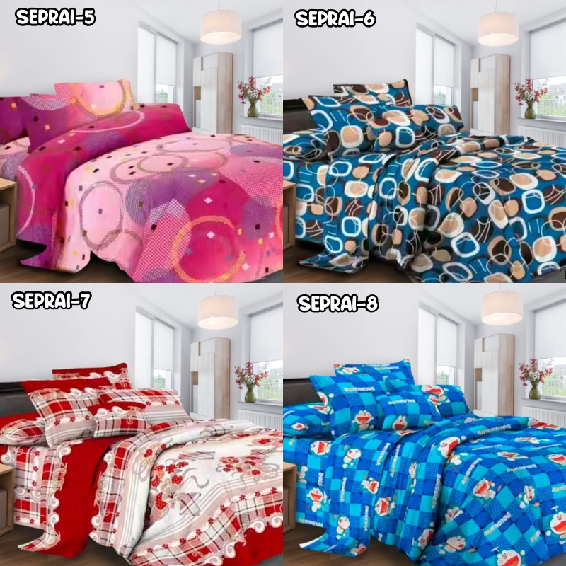 Seprai Ukuran 160x200x200cm Motif Karakter Anak Dan Bunga Seprai Single Free 2 Sarung Bantal dan Guling orangehome88