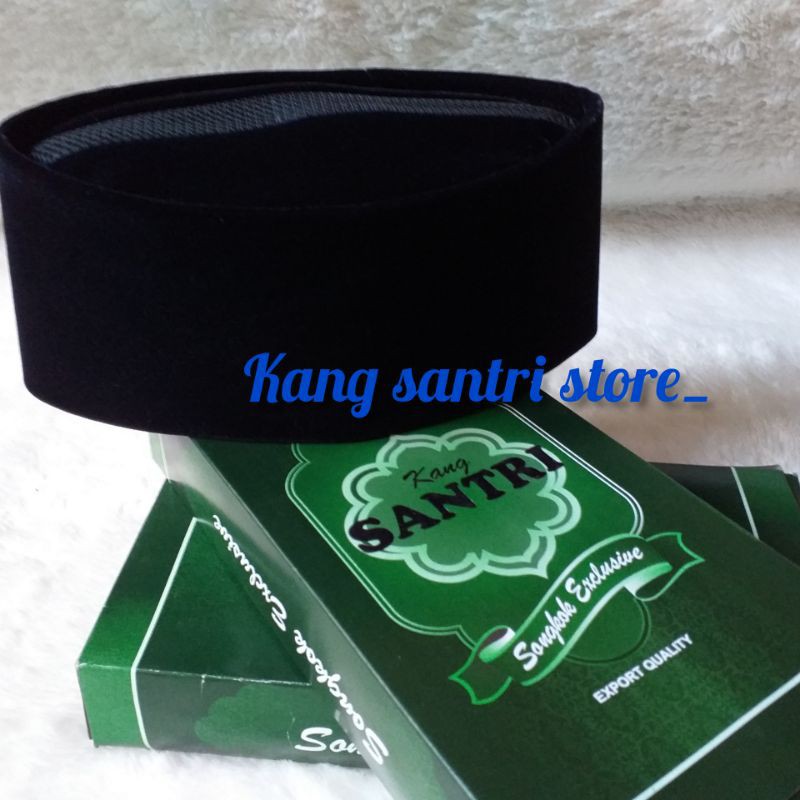 [CUCI GUDANG]Songkok Hitam Ac Tengah KANG SANTRI Peci Hitam Tinggi 11cm Songkok Tinggi 12cm