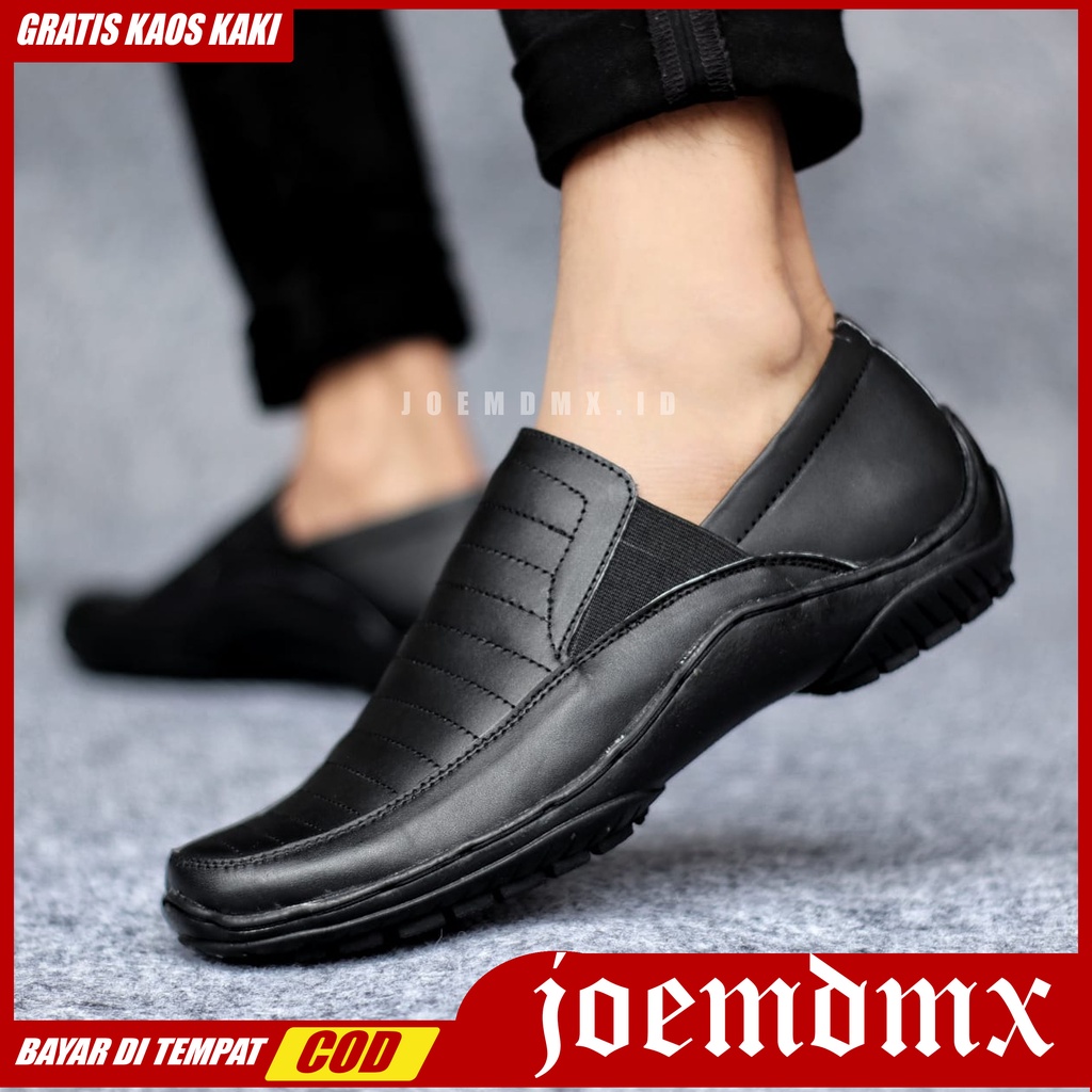 CORZA Sepatu Slip On Casual Kulit Asli Kasual Formal Anti Slip Kerja Kantor Kondangan Pria/Cowok