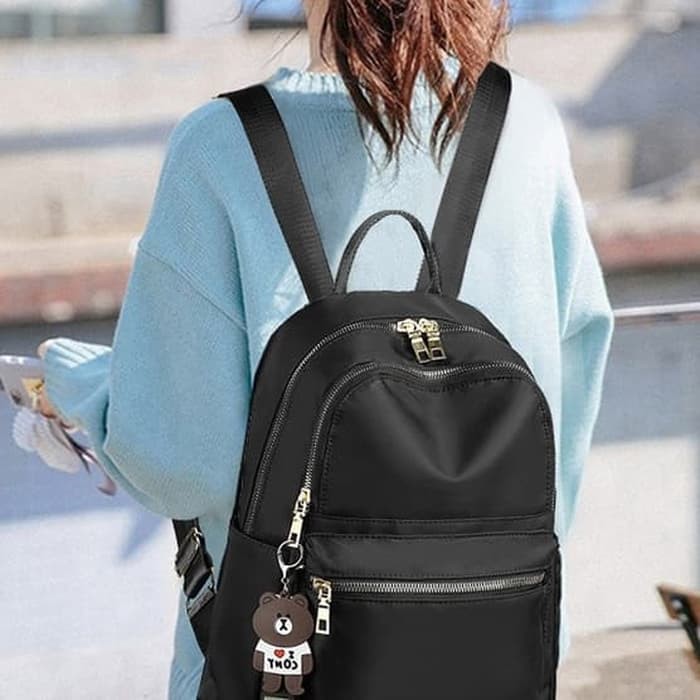 Tas sekolah cewek tas kerja wanita korea import HITAM HTI2470