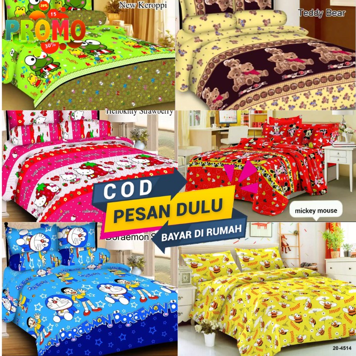 HOME MADE 1 Set SPREI GAMBAR KARTUN Ukuran 180x200cm NO.1 BAHAN KATUN - ANTI LUNTUR