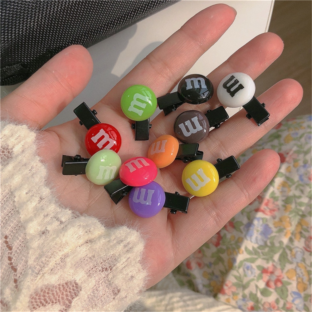 【COD Tangding】10pcs/set Rainbow Candy M Beans Small Hairpin Side Clip INS Korea Lovely Japanese Sweet Girl Fashion Hair Clip