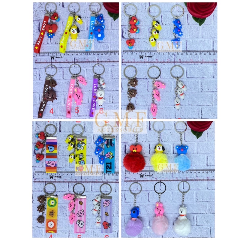 Gantungan Kunci Karet PVC Boneka BT21 BTS Ganci Lucu Keychain Chimmy Shooky Cooky Tata Koya Rj Mang Van