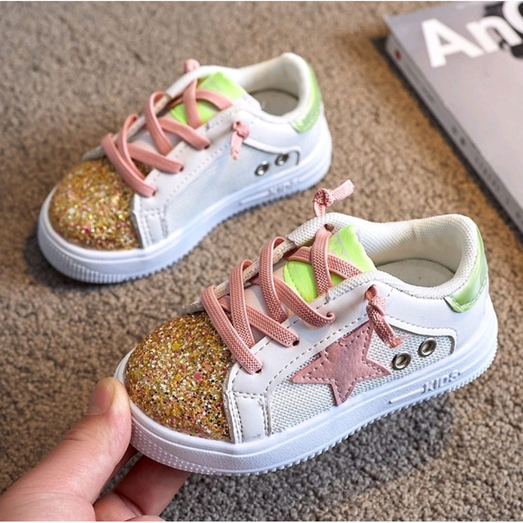 Glitter Sepatu Sneakers Sepatu Anak Import Size 26-30 Usia 3-5 Tahun