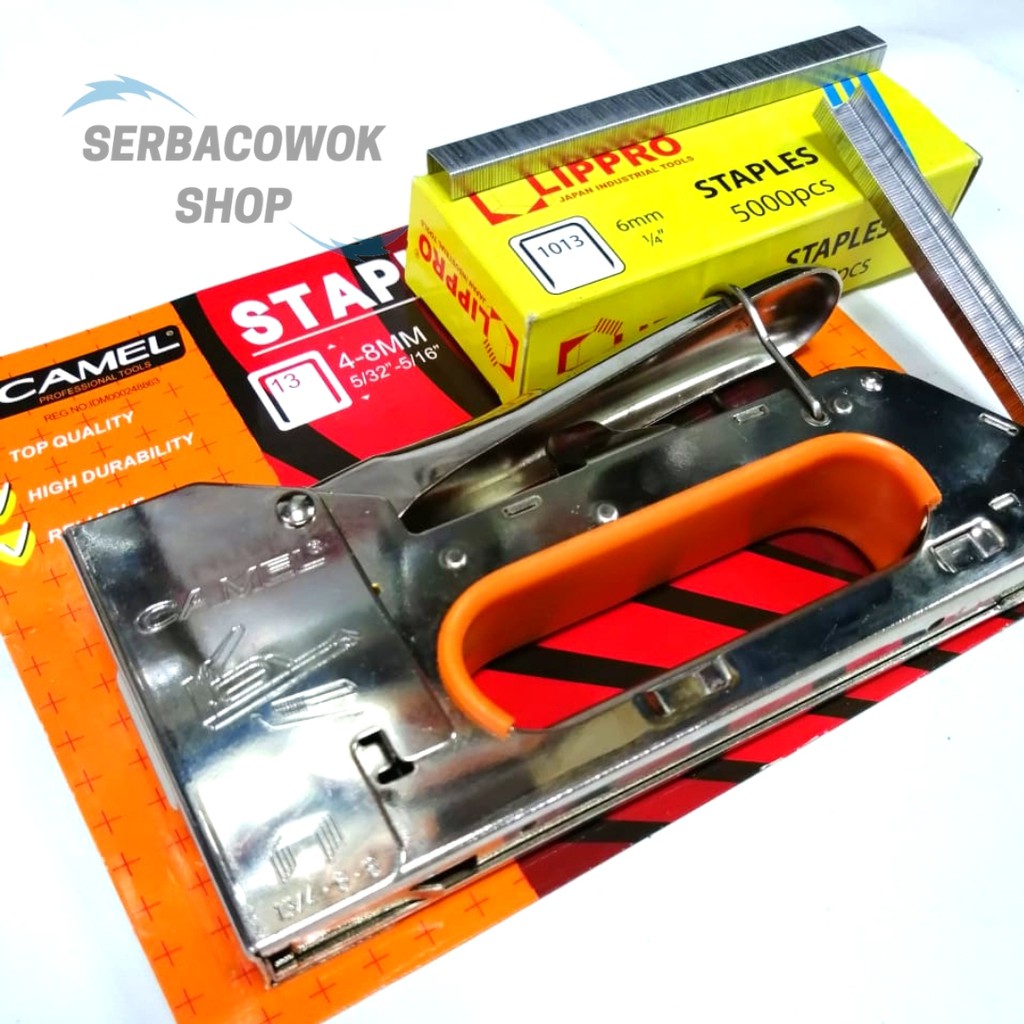 Paket Isi Gun Tacker Stapler Lippro 6 MM Dan Mesin Staples Jok Tembak Hekter Camel 4 - 8 MM Termurah