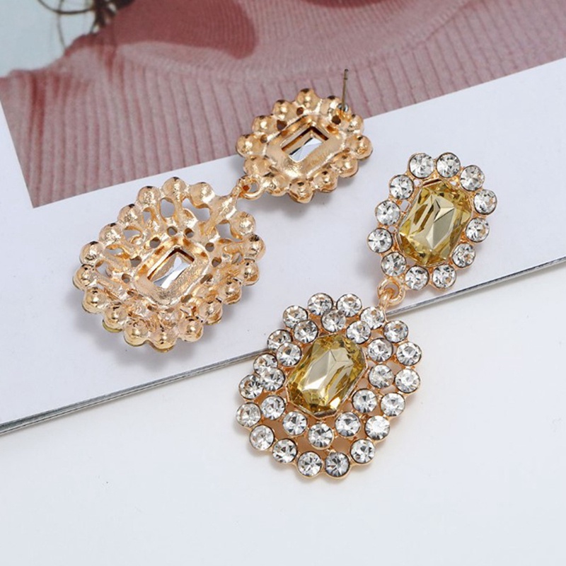 Anting Gantung Panjang Model Geometri Bahan Alloy Anti Karat Untuk Wanita