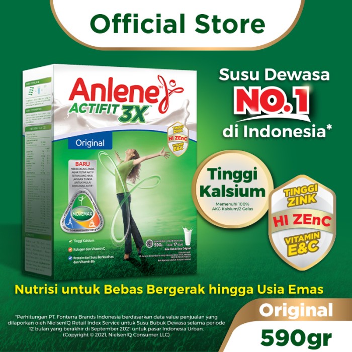 

Anlene Actifit 3X Susu Bubuk Original 590g-Tulang, Sendi & Otot