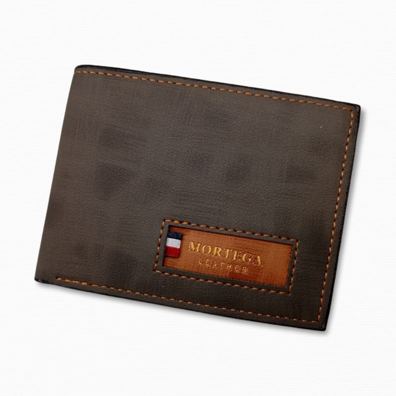 MORTEGA Dompet Lipat Kulit Pria PU Leather Wallet