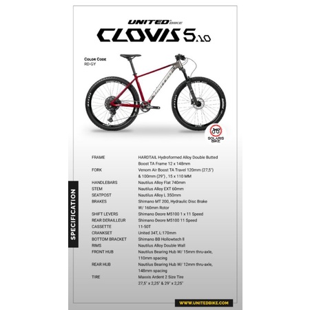 Sepeda Gunung Sepeda MTB UNITED Clovis 5.10  27.5 Inch