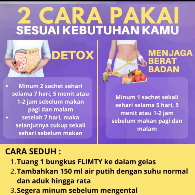 FLIMTY FIBER ORIGINAL PELANGSING DETOX 2 Box (32 Sachet) PAKET HEMAT !!