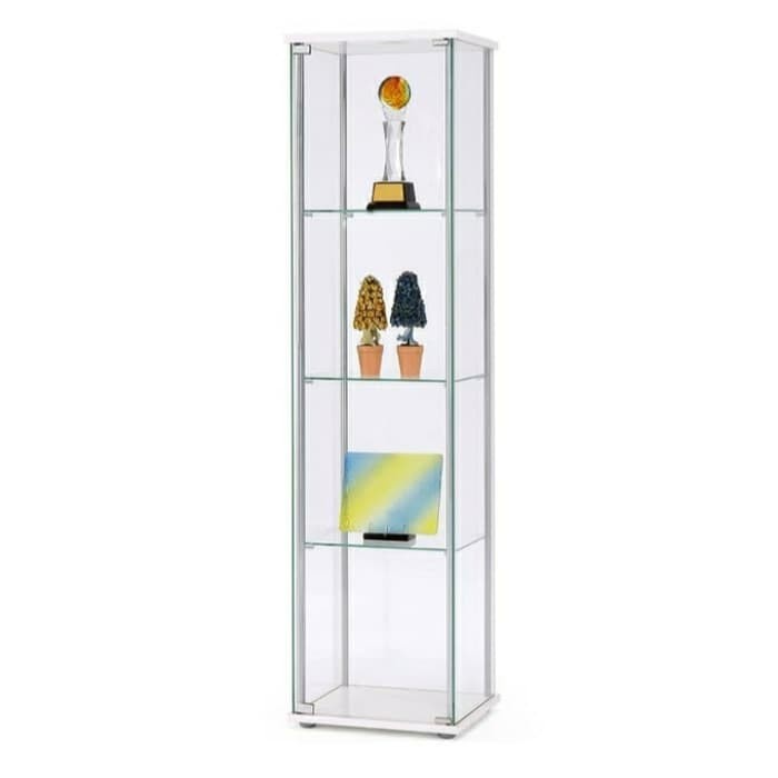 lemari pajangan lemari hiasan kaca newvy curio 4 tier putih
