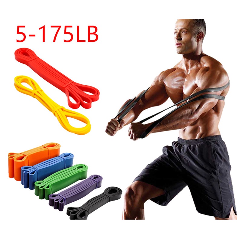 Set Resistance Band Power Elastis Untuk Latihan Kekuatan Otot Perut / Fitness / Gym