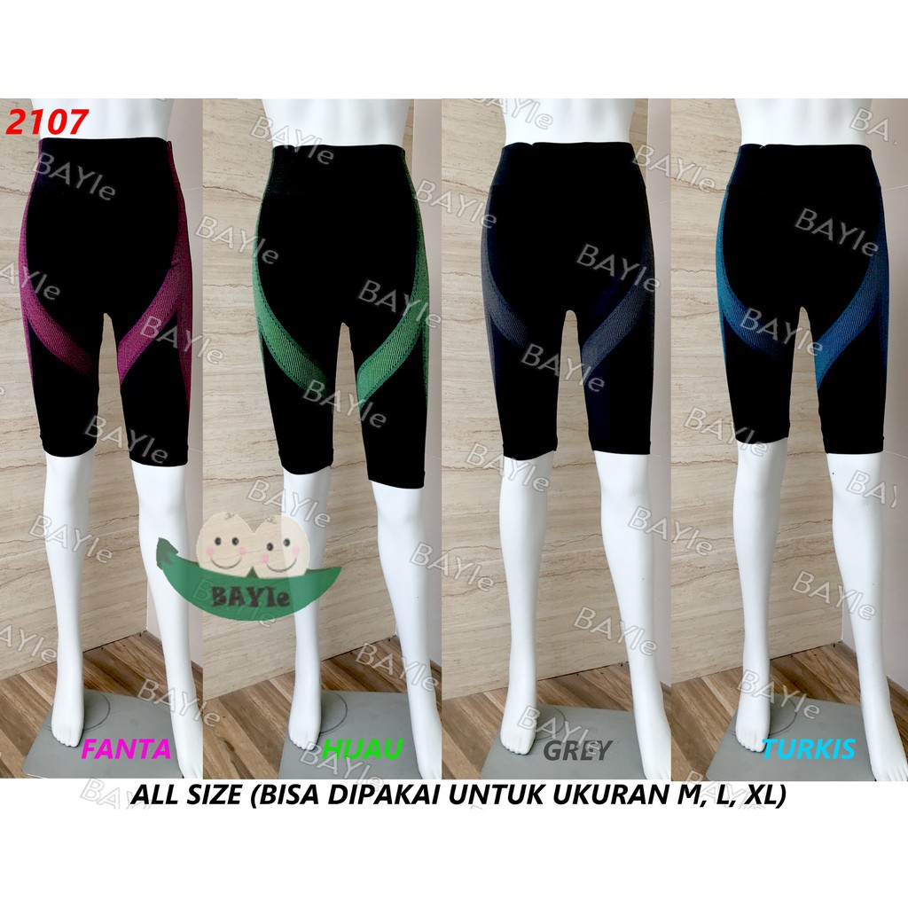 BAYIe - 2107 Celana Legging 3/4 Senam Wanita/Olahraga/Sport Zumba/Aerobic/Yoya/Gym Import FEMA SPORT