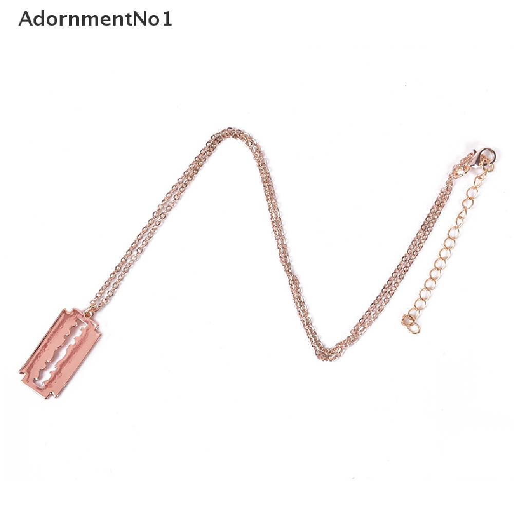 (AdornmentNo1) Kalung Rantai Dengan Liontin Pisau Cukur Bahan Stainless Steel Untuk Pria