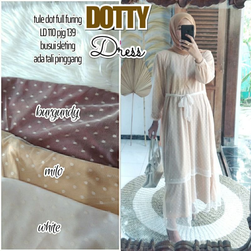 Gamis Brukat Murah Tile Dot | Gamis Brukat Terbaru Tile Polkadot Murah