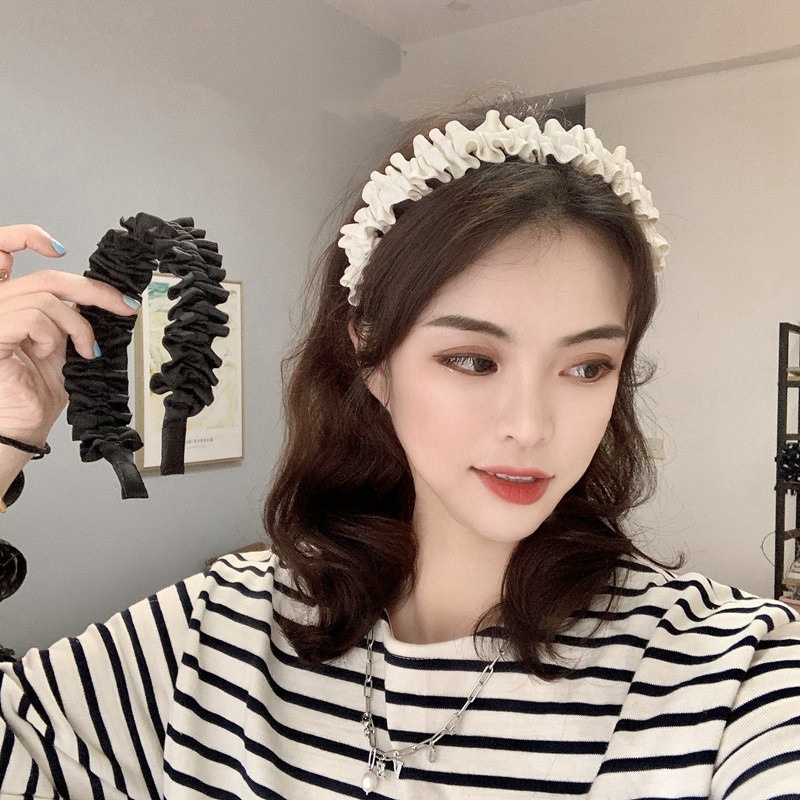 Bando Nagita Slavina Ruffle / Bando Scrunchie Ruffles Kerut Korea Satin Kekinian