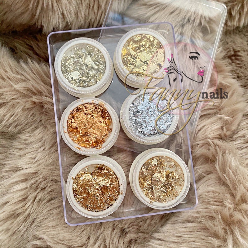 Nail foil 6 warna hiasan nail  art gold silver flakes flake nailart japan nails