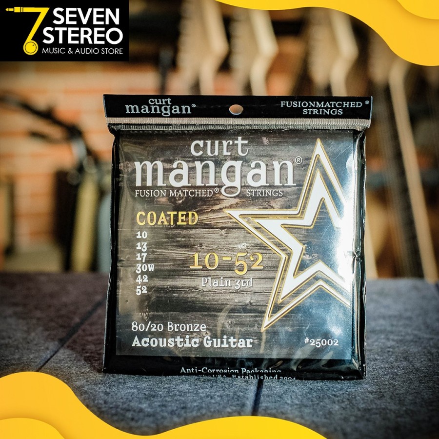 Curt Mangan 25002 Bronze 10-52 COATED Acoustic Guitar Strings Senar