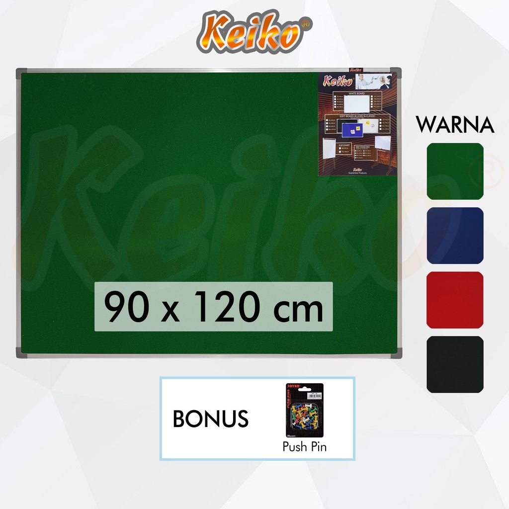 Softboard / Pin Board / Cork Board / Papan Pengumuman / Mading Gantung Bludru Keiko 90 x 120 cm