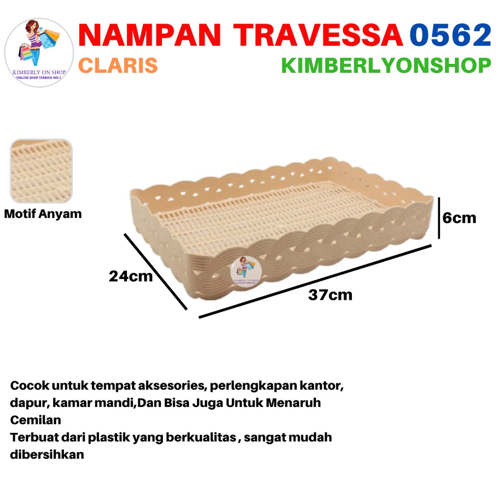 Kimberlyonshop Keranjang Nampan Plastik Serbaguna Travessa 0562 Claris
