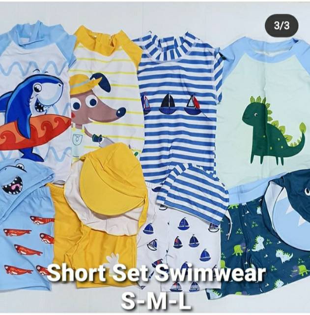 Baju renang anak baby swimwear/ baju renang import dino shark/ baju renang baby