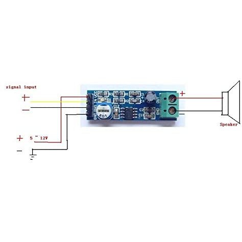 LM386 Audio Amplifier Module 200 Times Gain Multiplier Speaker Wire Holder 5V-12V Input 10K Adjustab