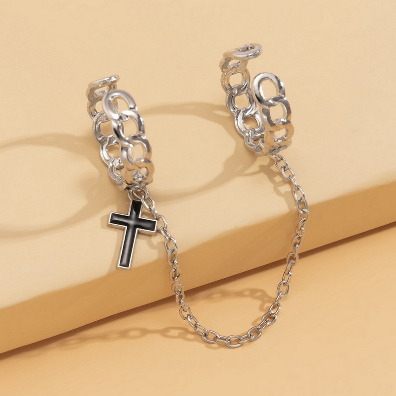 Set Cincin Rantai Silang Dapat Disesuaikan Gaya Vintage Hip Hop Punk Untuk Pria Dan Wanita