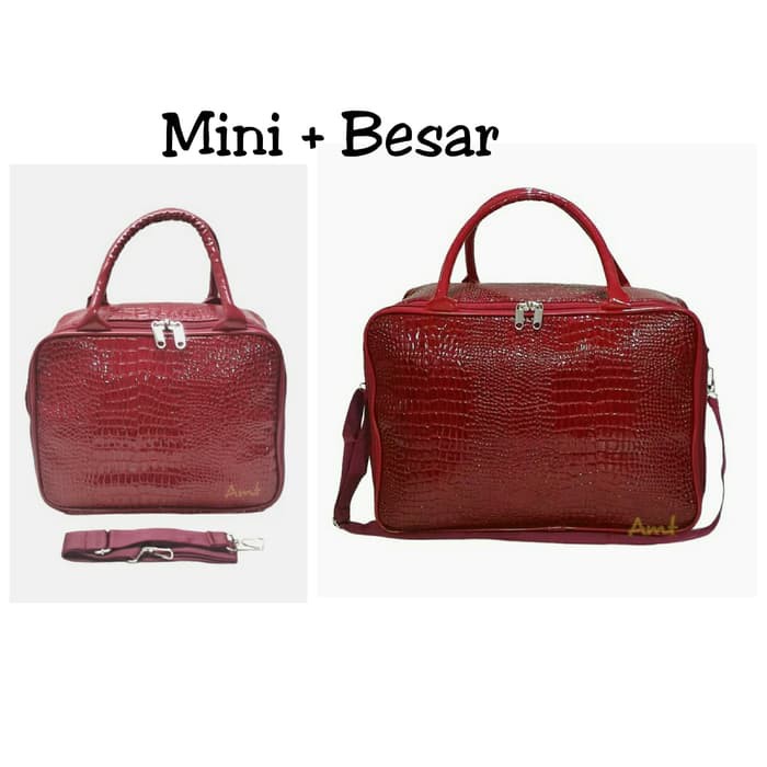 AMT Tas koper weekend kulit sintetis paket murah besar kecil slempang Tas Kosmetik Murah