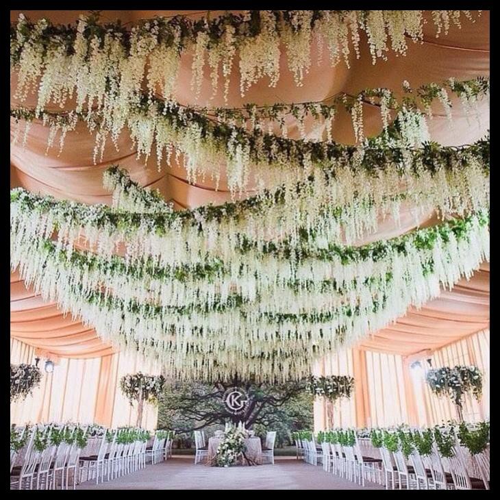 Wisteria Putih / Daun Dekorasi / D30/Lusin