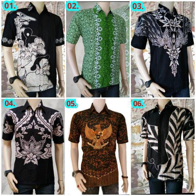 Kemeja Batik Pria Modern Motif Wayang Gunungan