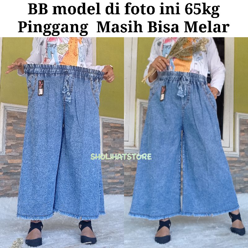 CELANA KULOT JEANS RAWIS HIGH WAIST JUMBO SAMPAI BB 85KG / KULOT SNOW JEANS RAWIS SIZE XXL XXXL / KULOT JEANS SOBEK BAGIAN BAWAH RAIWS / KULOT PANJANG JEANS RAWIS PREMIUM / LOOSE CULLOTE HIGH WAIST SNOW WASHED / SHOLIHATSTORE