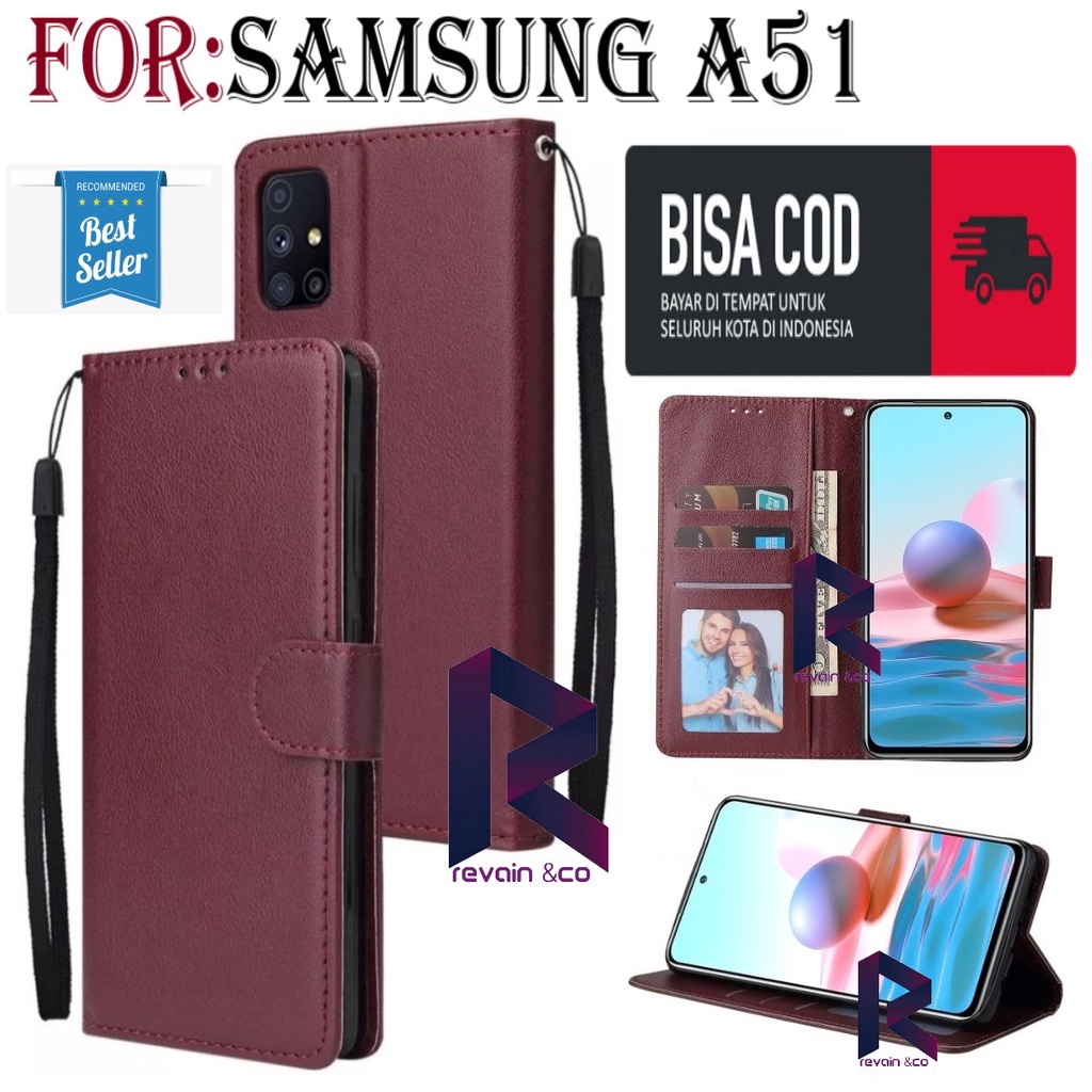 CASE FLIP WALLET SAMSUNG A51 LEATHER KULIT PREMIUM SARUNG BUKA TUTUP FLIP CASE SAMSUNG A51