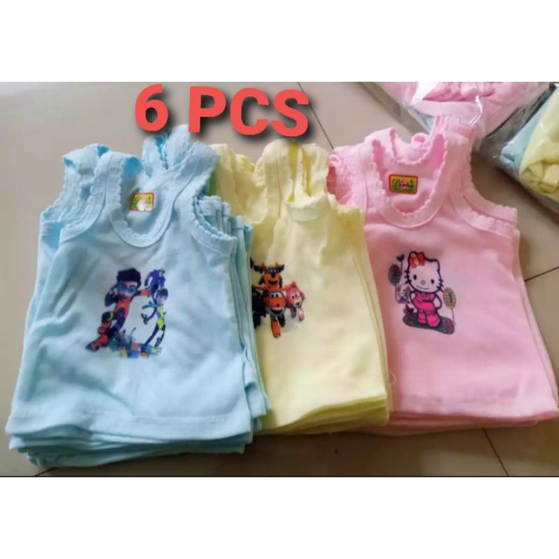 6 PCS KAOS DALAM ANAK BERGAMBAR/SINGLET ANAK GAMBAR