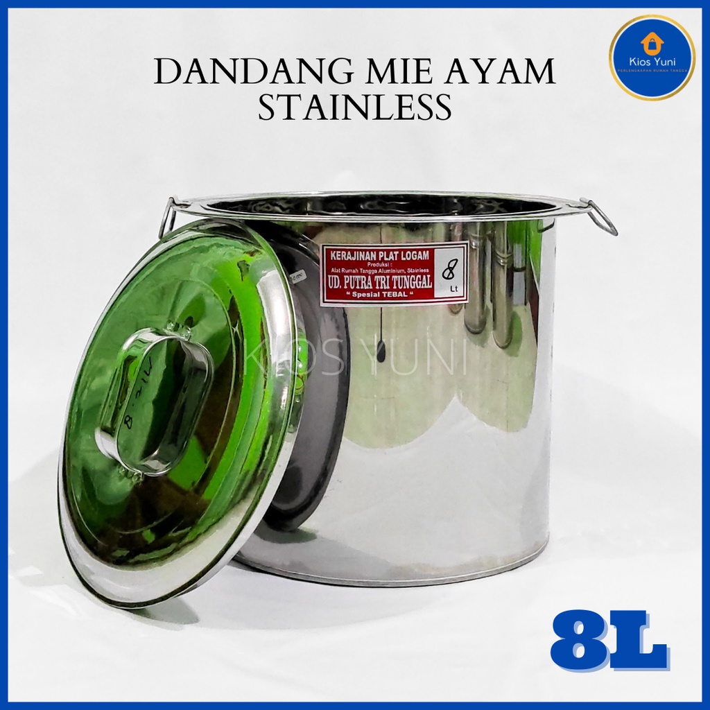 Dandang Mie Ayam Stainless 8 Liter / Panci Mie Ayam / Soblok Mie Ayam