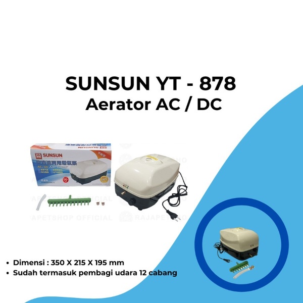 Aerator AC DC SUNSUN YT 878 Pompa Udara Kolam Aquarium Air Pump ACDC