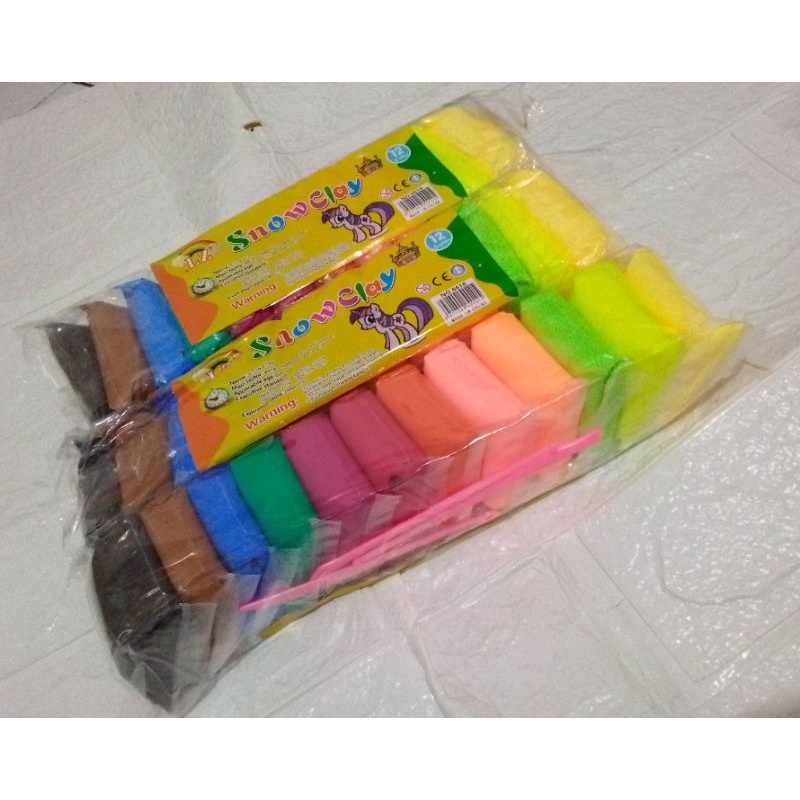Clay Polymer Mainan Anak (12 pcs) Edukasi SLIME Clay Dough Colour Play