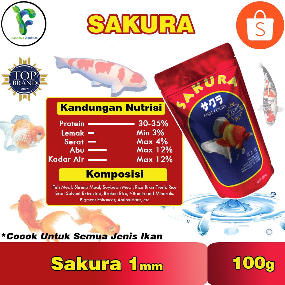 Sakura SKS 1mm 100gram Pelet Ikan Hias/Ikan Koki