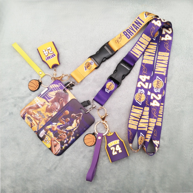 3 In 1 Tali Lanyard Leher Motif Bintang NBA Kobe Holder Kartu Kredit / Gantungan Kunci Anti Jatuh