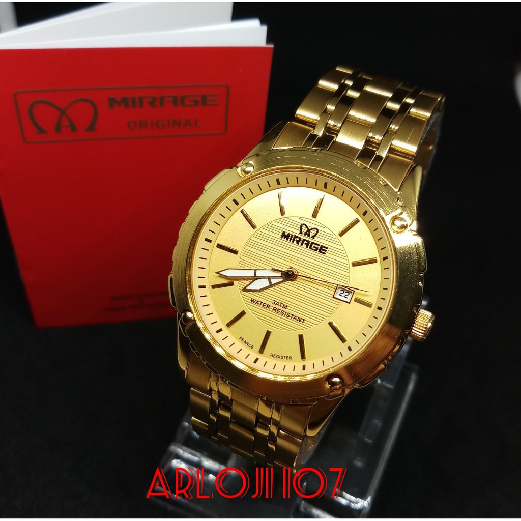 JAM TANGAN MIRAGE PRIA MA 8604 BRP-M GOLD ORIGINAL