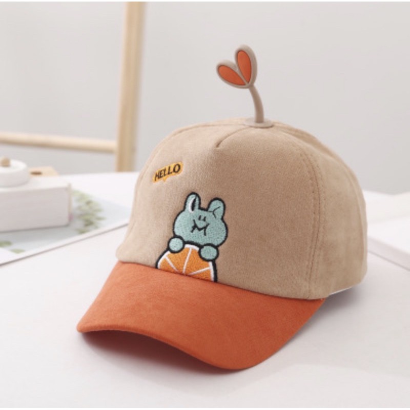 Topi Baseball Anak Laki Laki / Perempuan Model Hello FROG Import-Beige